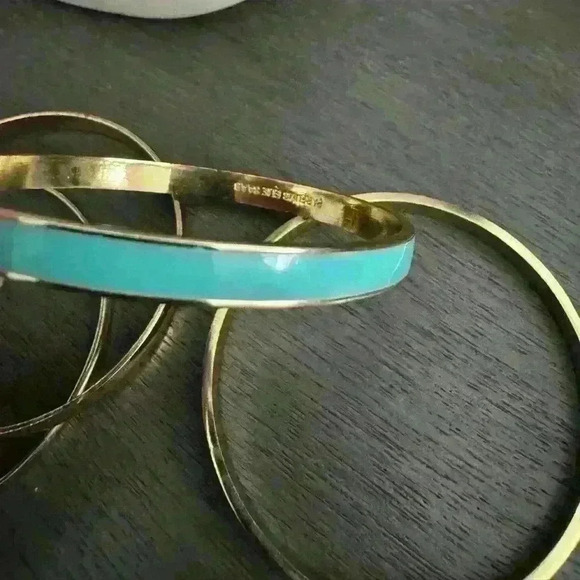 Chic Gold and Turquoise Bangle Set - Picture 3 of 11